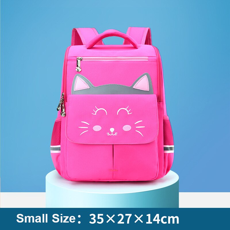 Sac à dos d&#39;école pour enfants, cartable pour filles, garçons, dessin animé, avec fermeture éclair en 3D: Small Pink