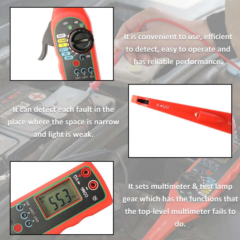 Power Electrical Multi-function Auto Circuit Tester Multimeter Lamp Car Repair Automotive Electrical Multimeter