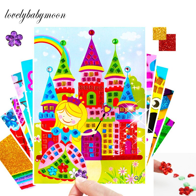 4Pcs 3D Crystal Acryl Puzzel Diy Foam Eva Stickers Handgemaakte Kunst Cartoon Creatief Educatief Speelgoed Voor Kinderen Mooie Grappige