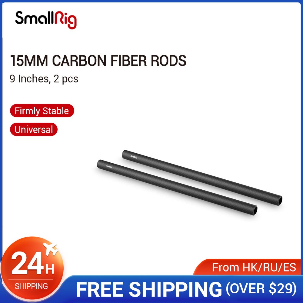 Smallrig 15Mm Carbon Fiber Staven (9 Inch) voor 15Mm Rod Rail Ondersteuning Systeem/Lcd Mount/Schouder Pad/Lens Ondersteuning-1690