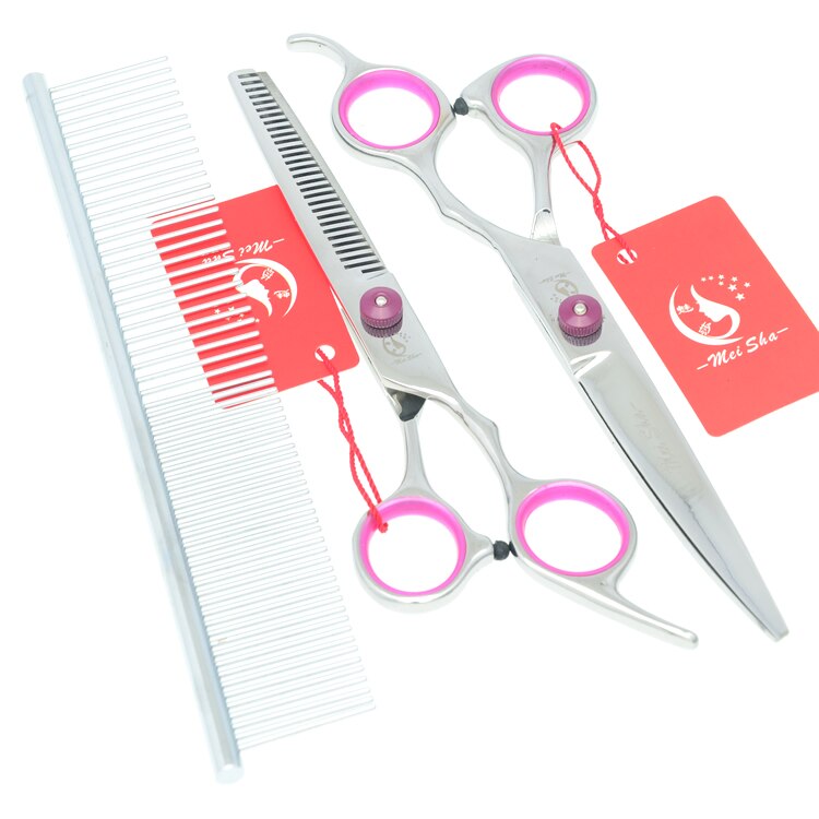 7.0" Stainless Steel Dogs Grooming Scissors Straight Scissor Thinning Shears Up Curved Tesoura Pets Clipper B0007A