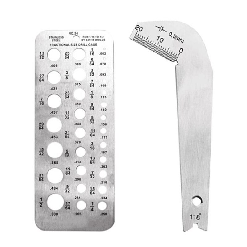 2 IN1 29 Sizes Stainless Steel Drill Gauge Drill Bit Gauge for Measuring Bolt Wire Diameter Screw Thread Size: Default Title