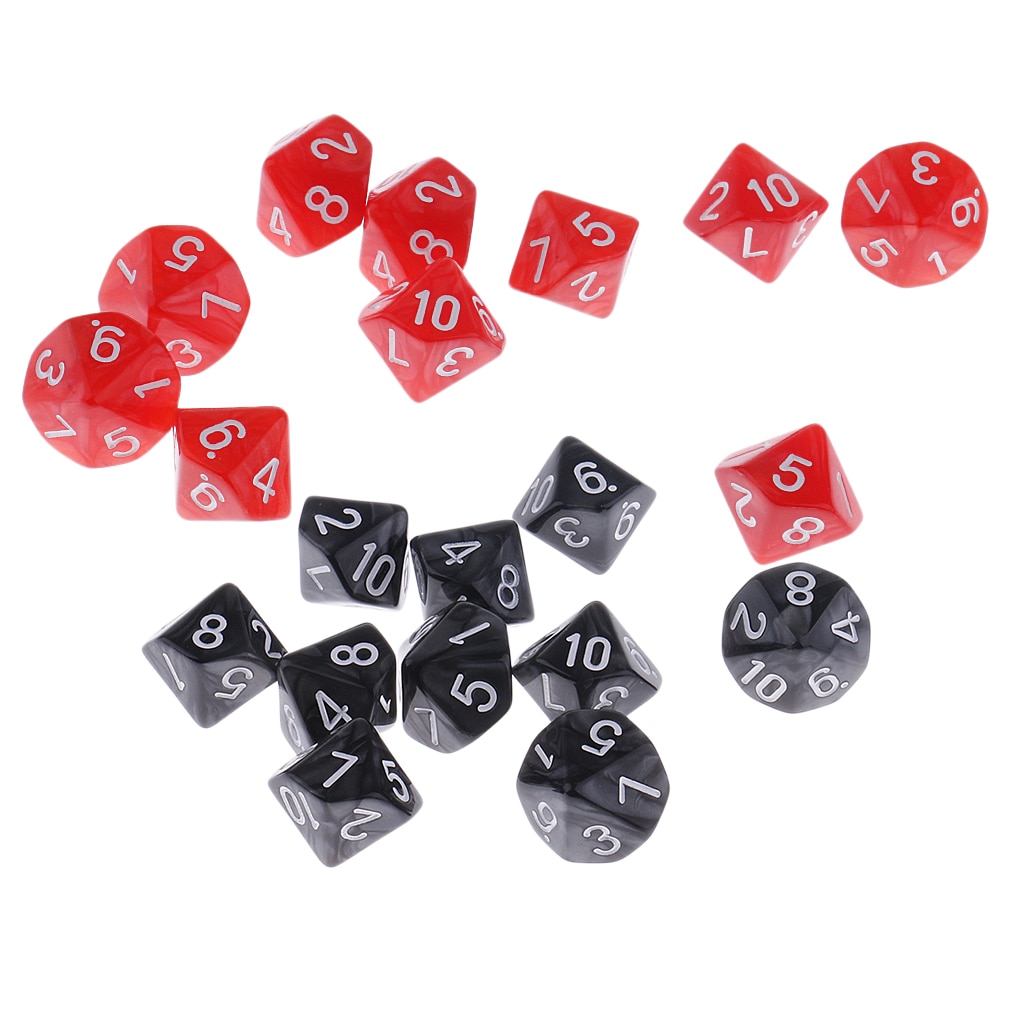 MagiDeal 20pcs Plastic 10-Sided Dices D10 Set for Party Bar Game Accessory