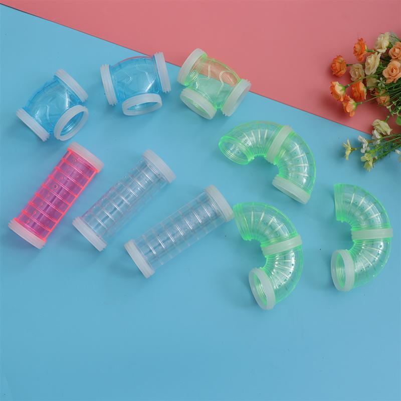 9pcs Hamsters Cage External Sports Tube Hamster Toy Pipe Plastic Tunnel Hamster Toys For Small Animals