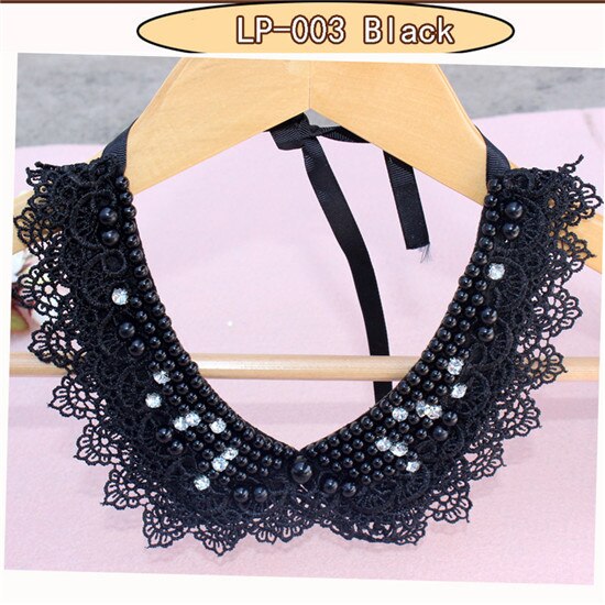 Bavoir col ras du cou collier bijoux pour femmes pour mariage déclaration détachable col femmes noir faux: LP003black