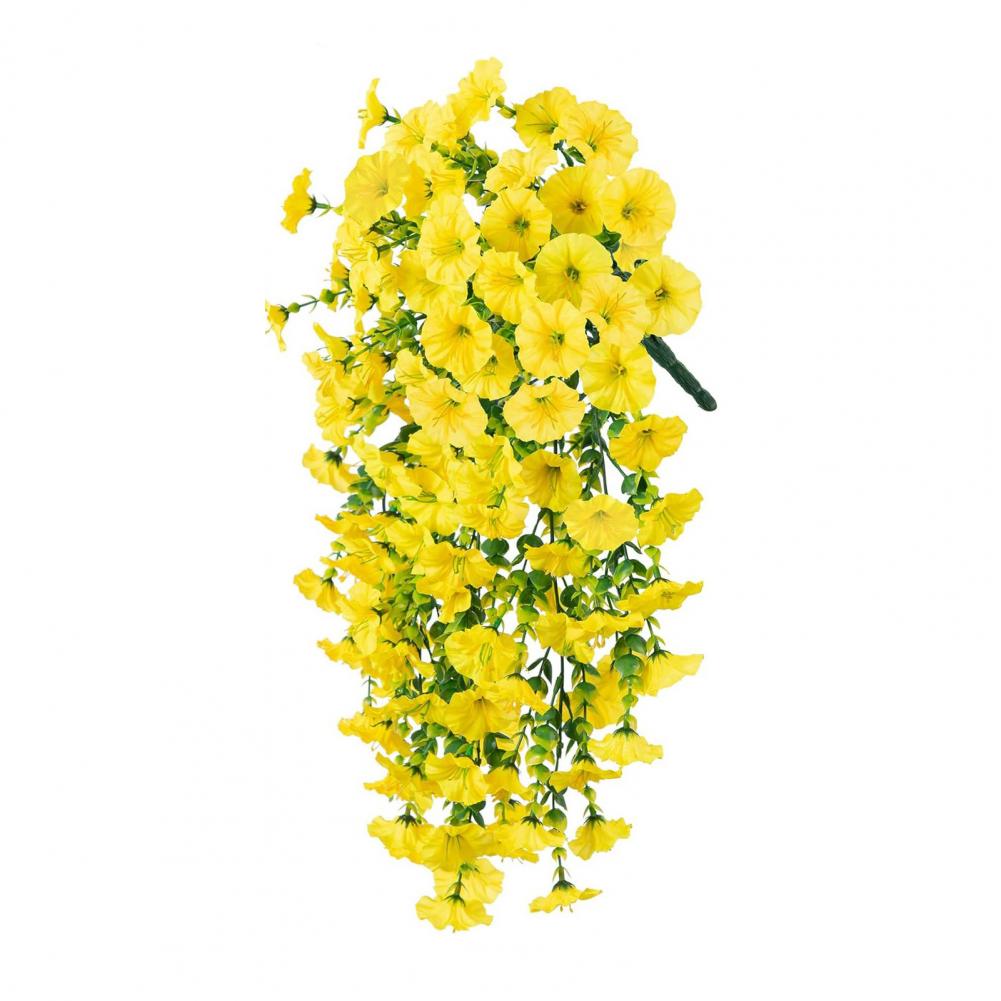 Kunstig hengende petuniablomst utendørs kunstig petunia stripe sommer bryllupsdekor til hage veranda tilbehør kunstig blomst: Gul