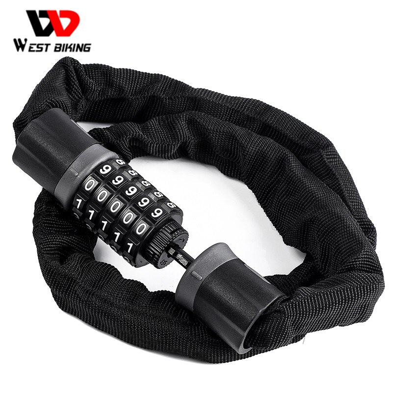 West Fietsen Bike Lock 0.9/1.2/1.45 M Motorfiets Fiets Kabel Lock Anti-Diefstal Met 5 Wachtwoord gecodeerde Gelegeerd Staal Sloten Voor Fietsen