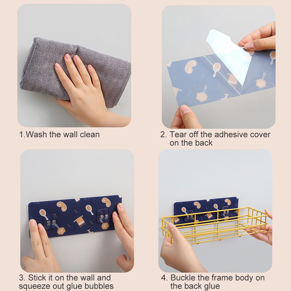 Bathroom Storage Rack Corner Organizer Toilet Kitchen Wall Hanging Iron Shelf without Drilling