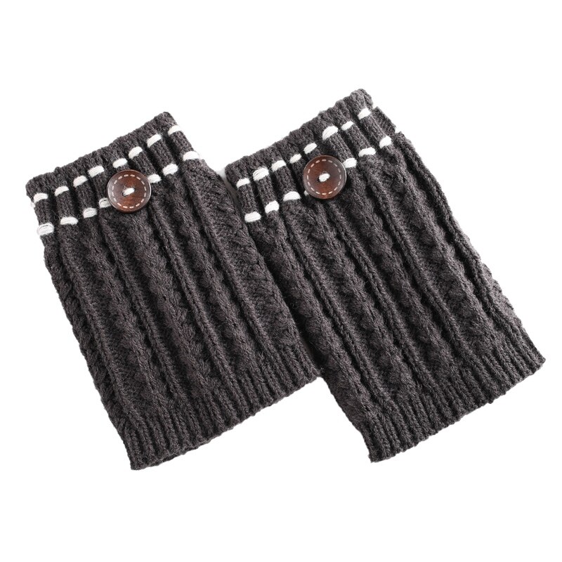 Vinter kvinder varme benvarmere kvinder kort knap dekorativ termisk strikket støvlemanchetter sokker betræk efterår vinter sko sokker: Sh