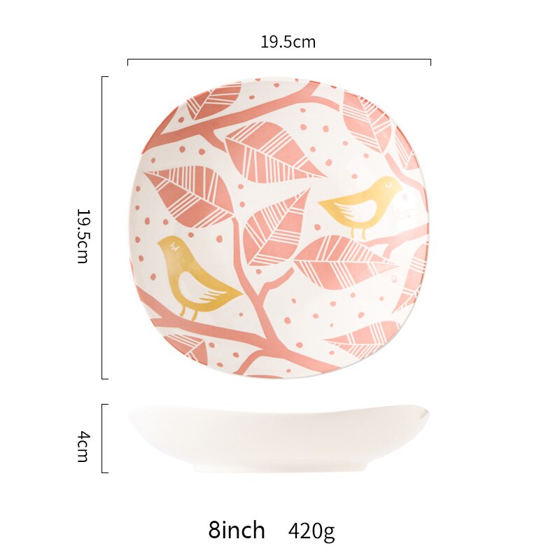 Os chine ustensiles de cuisine porcelaine carré assiette creuse assiette boulette nordique sous-glaçure ménage ustensiles de cuisine porcelaine: White  D