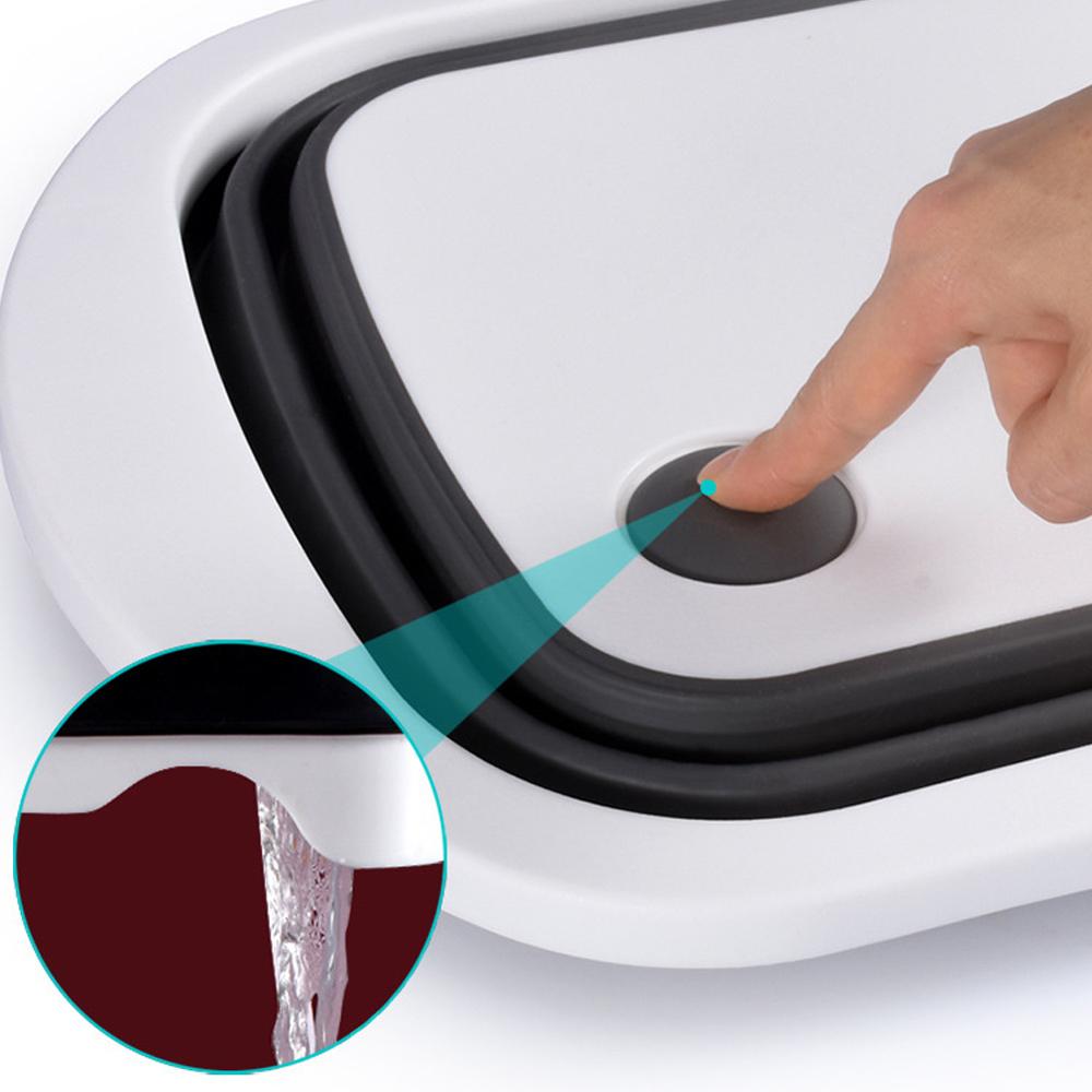 Multifunction Cutting Board Foldable Drain Basket Collapsible Vegetable Basin Washing Colander Portable Kitchen Organizer IU005