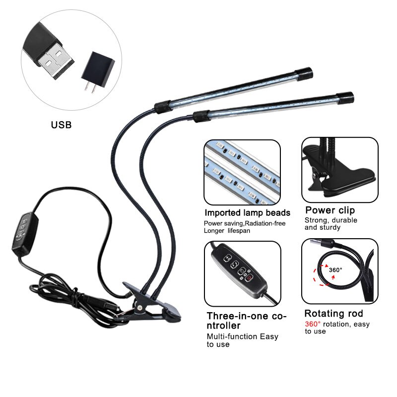 Foxanon-bombillas LED para lámpara de cultivo, 8 niveles, regulable, espectro completo, temporizador, Phyto, para interior, luz de invernadero de jardín