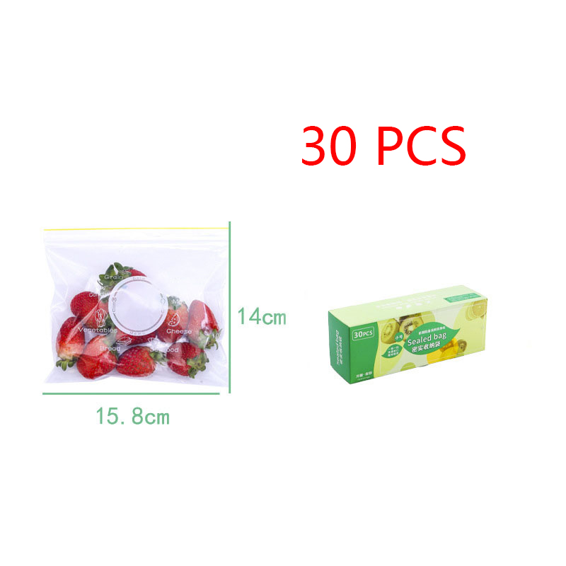 Reusable Fresh-Keeping Zipper Bag Food Plastic Bag Vegetable Fruit Storage Freezing Leakproof Sealed Bags Kitchen Accessories: Single zipper S
