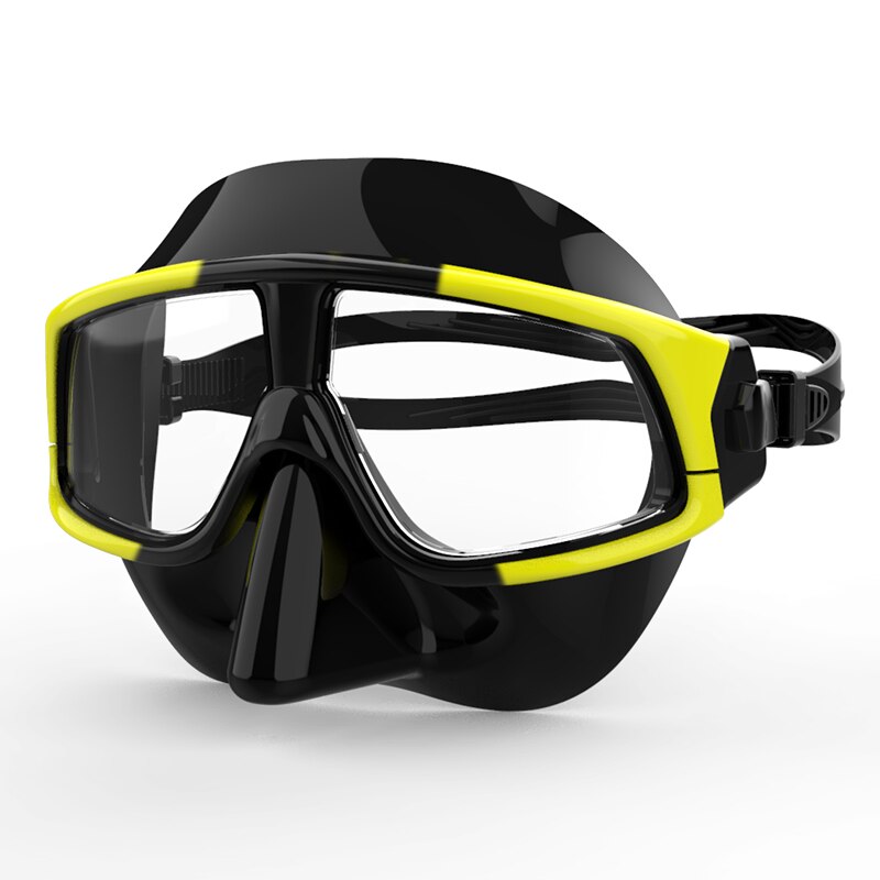 Val vuxen dykmask silikon dykglasögon undervattensräddning dykning män kvinnor skyddsglasögon mask: Gul