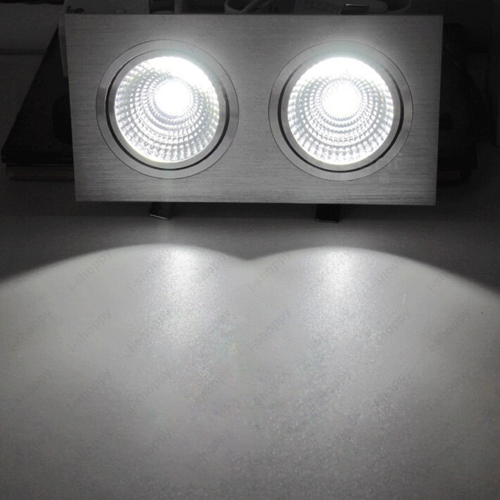 High Power 6W/10W/14W/20W/30W LED COB Recessed Light Dimmable/N Dual Head Grille Lamp Hotel Living Room Silver Shell