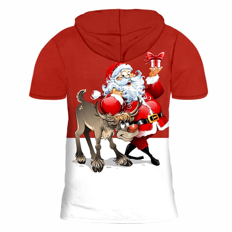 Ogkb herre julemåne mønster hættetrøje 3d trykt dejlig julemand og tyr tøj mande afslappet t-shirt