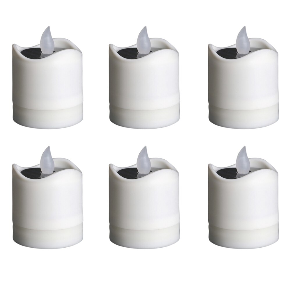 Solar Powered Flameless LED Candle Tea Light Candle Wedding Memorial Bar Home DIY Decor Energy Saving: Yellow 6pcs