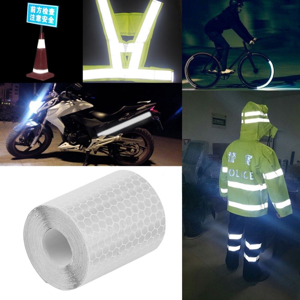 5Cm X 3M Veiligheid Mark Reflecterende Tape Stickers Voor Fietsen Frames Motorfiets Zelfklevende Film Waarschuwing Tape Reflecterende film