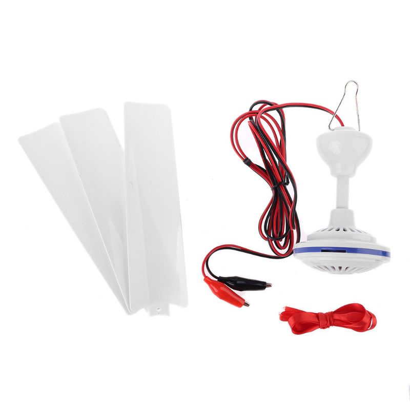 DC 12V Ceiling Fan Air Cooler Stepless Speed Fan for Bed Camping Outdoor Tent