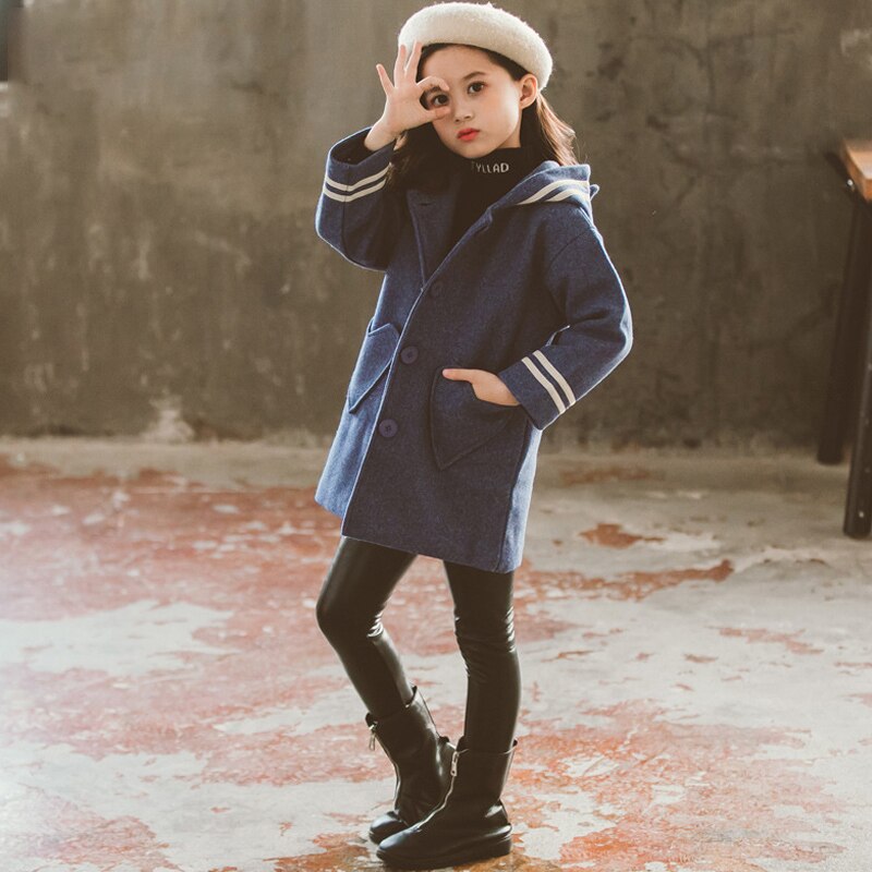 Jxysy Winter Jas Voor Meisjes Dikke Wollen Jas Voor Meisjes Mode Plaid Kinderen Bovenkleding Herfst Engeland Tiener Kleding Voor Meisjes
