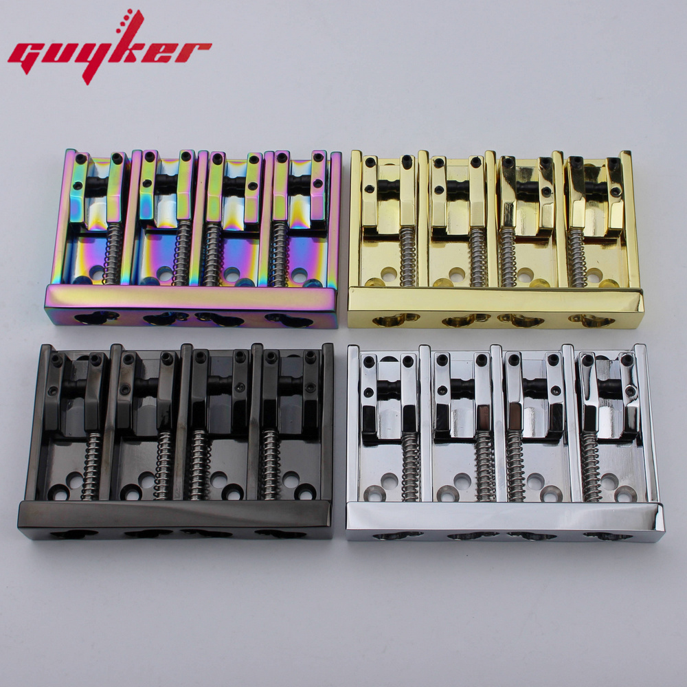4 String High Mass Vintage Machined Adjustable Bass Bridge Chrome /Black/Gold
