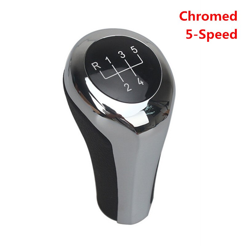 Verchroomde Matte Carbon Fiber Lederen Pookknop Voor Bmw 1 3 5 6 Serie E30 E36 E39 E46 X5 e53 E60 E63 X3 E83 X1 E84 E90 E91: Chrome 5Speed