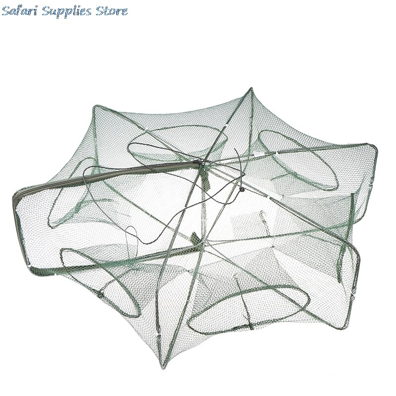 Filet de pêche hexagonal pliable 6 trous, Portable, réseau de coulée, piège à poissons, crevettes, Cages, filets en maille