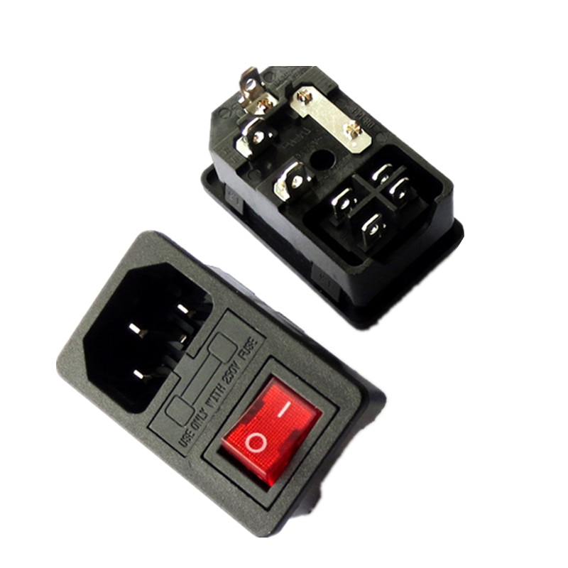JoyNano 3-in-1 Einlassmodul – Mit IEC320 C14 Stecker, 5A Sicherung, Wippschalter & Rotlicht
