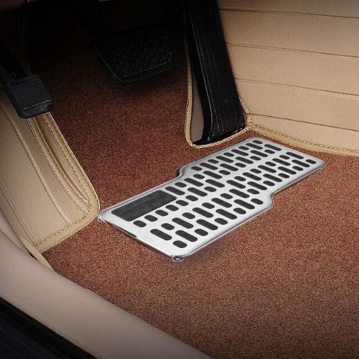 Car Foot Rest Pedal Plate Floor Carpet Mats Non-slip Stainless Heel Pad For Car Truck Suv Black Beige Brown CN/RU/US stock