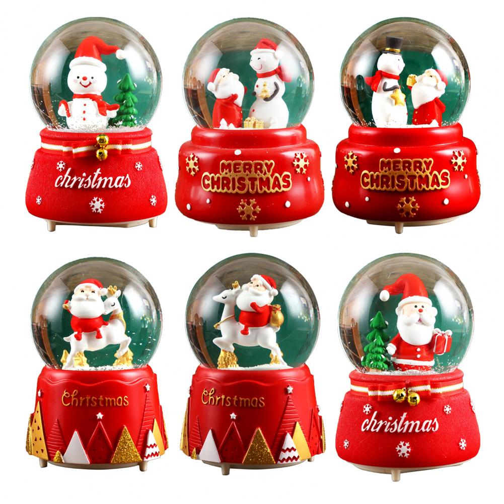 Kerst Kristallen Bol Muziekdoos Roterende Sneeuwvlokken Met Licht Muziekdoos Student Dag Vriendin