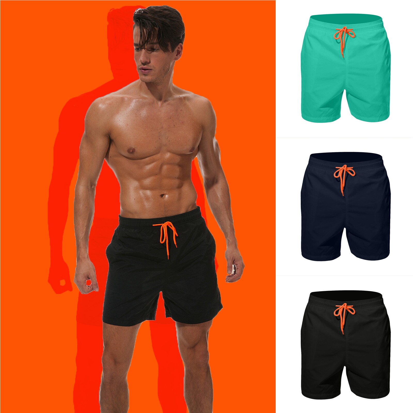 2021 calções masculinos verão de secagem rápida confortável beachwear calções masculinos plus size cor sólida natação curto beachwear praia shorts