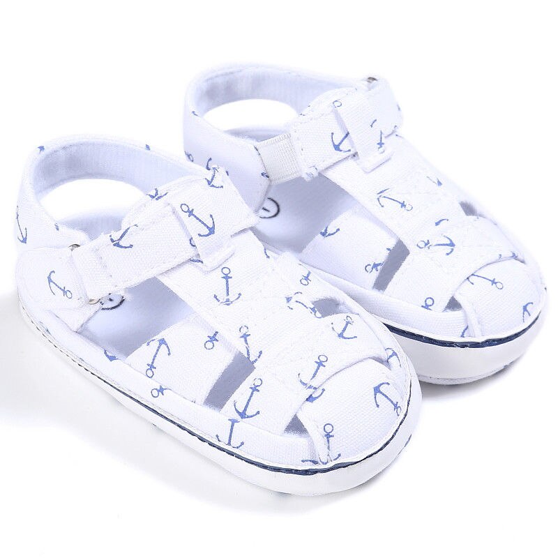 0-18M Girls Print Cool Soft Crib Baby Shoes Newborn Infant Summer Casual Sandal Shoes Boys First Walker: white / 7-12 Months