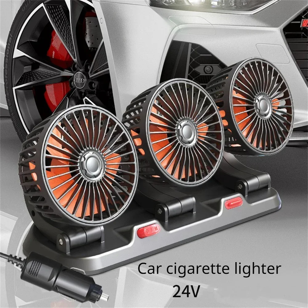Bilvifte kjøling bil elektrisk vifte 360 ° justerbar 3 hoder usb /12v/24v vifte 2 hastighet stille kjøler for dashbord bobil lastebil suv: Gull