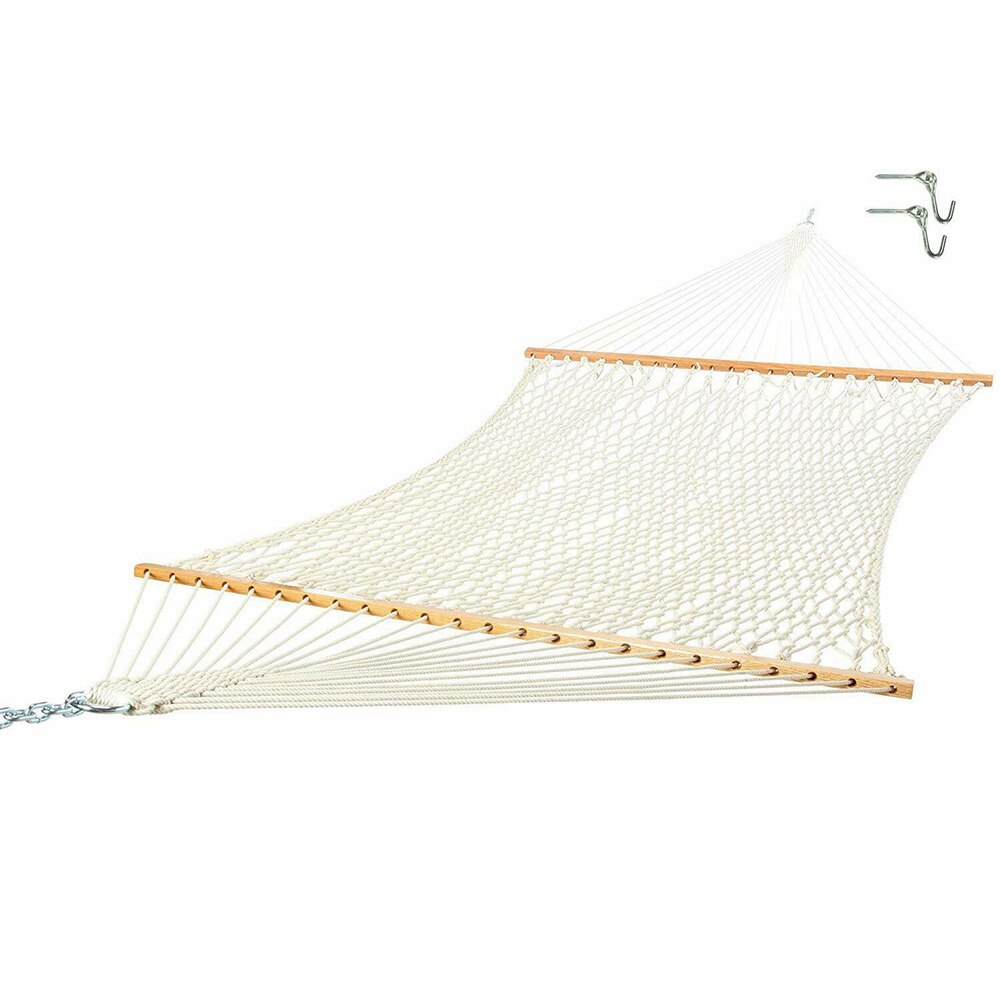 Palo de madera para viajes al aire libre, cuerda de algodón, hamaca, columpio colgante, Red de cama para dormir: Default Title