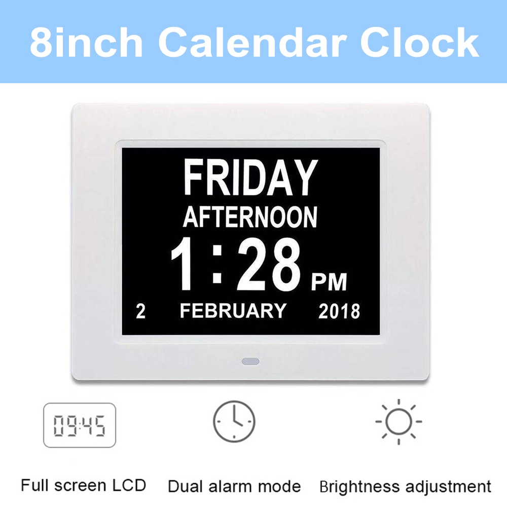 Digital Alarm Clock LED Large Screen Display Home Decor Elderly Take Medicine Reminder Calendar Clocks for Alzheimer&#39;s Sufferers
