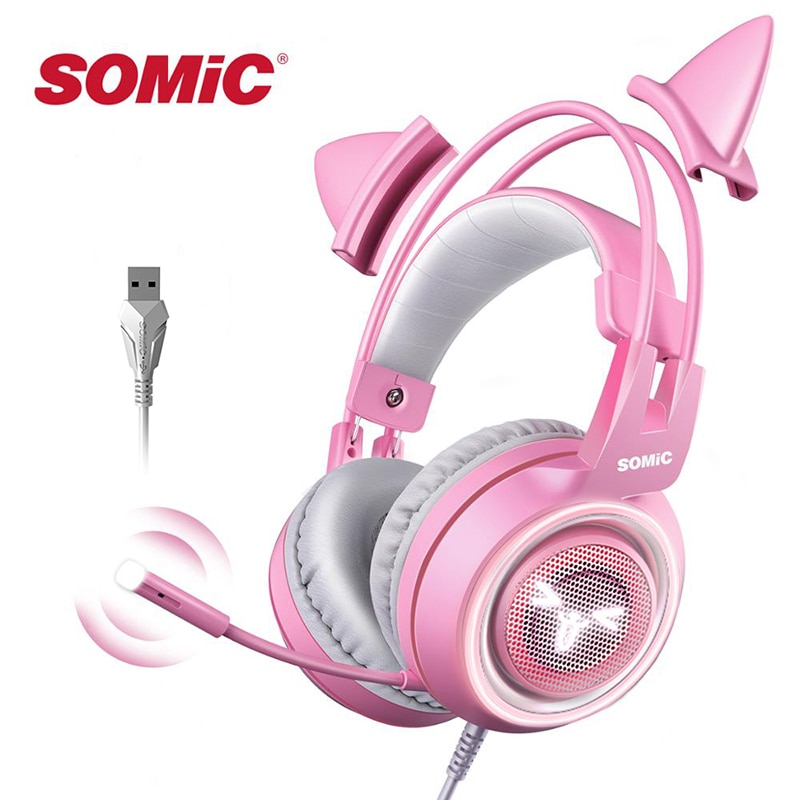 Somic G951 Usb Gaming Hoofdtelefoon 7.1 Surround Sound Wired Over-Ear Headset Kat Oor Oortelefoon Voor Pc Gamer Met microfoon