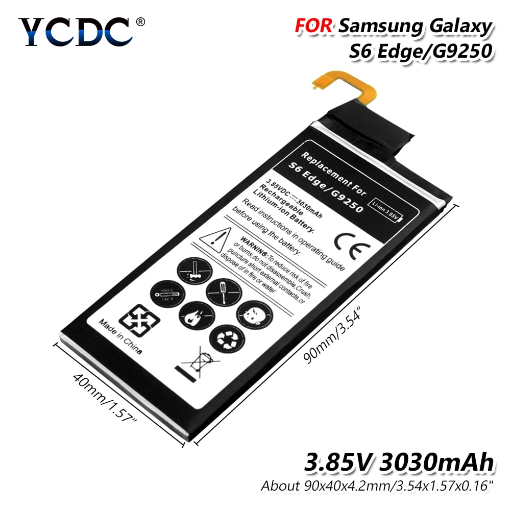 Originele YCDC 3030mAh Lithium Batterij Vervangende Batterij Voor Samsung Galaxy S6 Rand G9250 G925F G925K G925L G925A Batterij