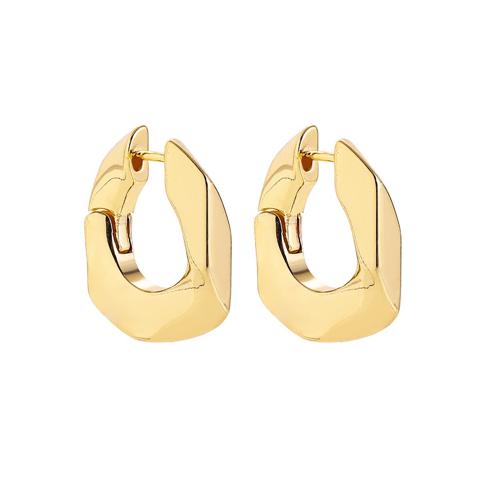 Boucles d'oreilles géométriques en forme de U pour femmes, créoles dorées créatives en cuivre épais martelé irrégulier, de fête, 2022: 21868 3