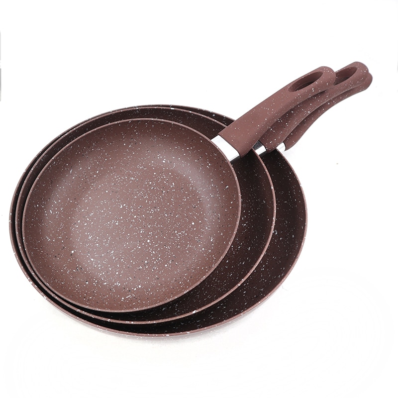 Master Star Non-Stick Fry Pan 20/24/28cm Set Brown Color Frying Pan Granite Coating Pan Beaf Skillet Gas Cooker Daily Use