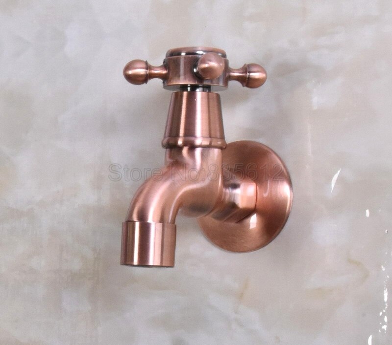 Antique Red Copper Wall Mounted Cross Handle Mop Pool Faucet / Sink Cold Water Tap Wav302