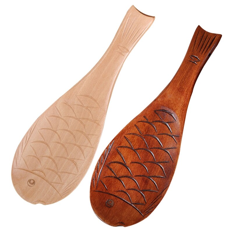 Visvormige houten rijstlepel, rijst serveerlepel, houten keuken rijstspatel, houten keukenbenodigdheden
