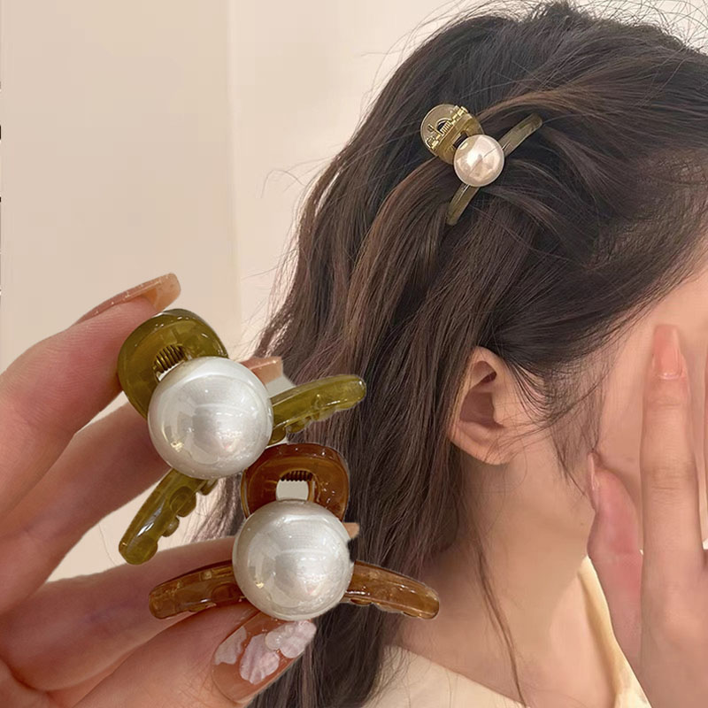 2 pinzas en forma de garra para el pelo de 4,5 cm con perlas sólidas, abrazaderas para niñas, mujeres, niños, para niños, accesorios para el cabello, diadema de cangrejo