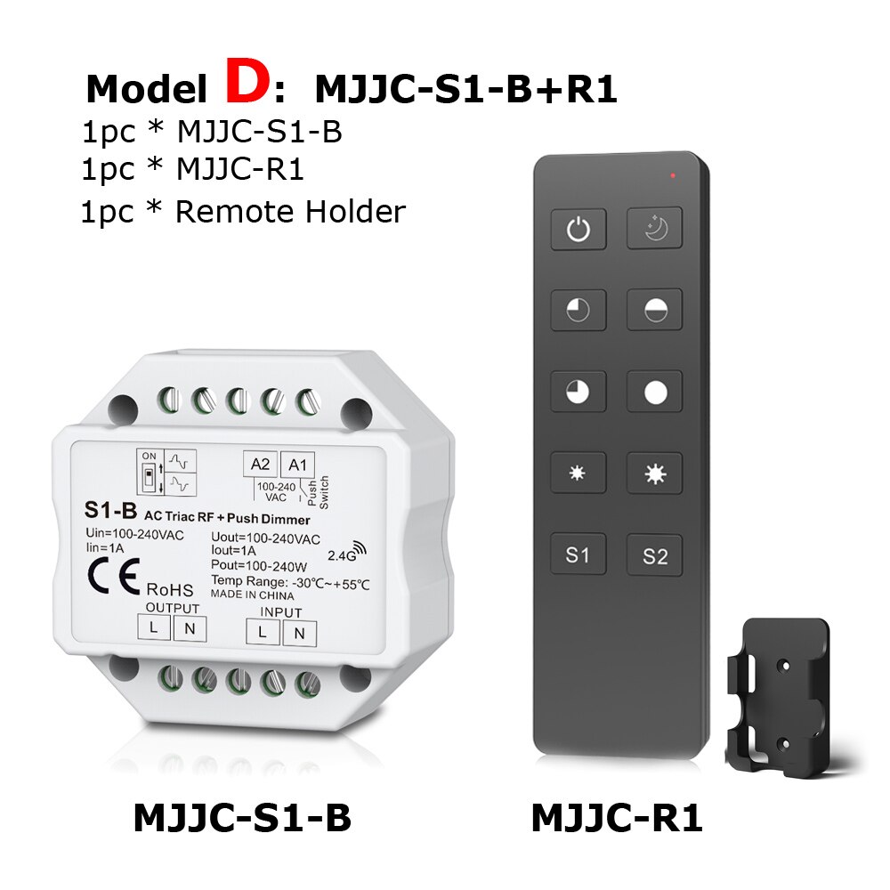 Triac Dimmer LED 220V 230V 110V AC Draadloze RF Dimbare Push Schakelaar met 2.4G Afstandsbediening Dimmer 220V Controller voor LED Lampen Lampen: Model D