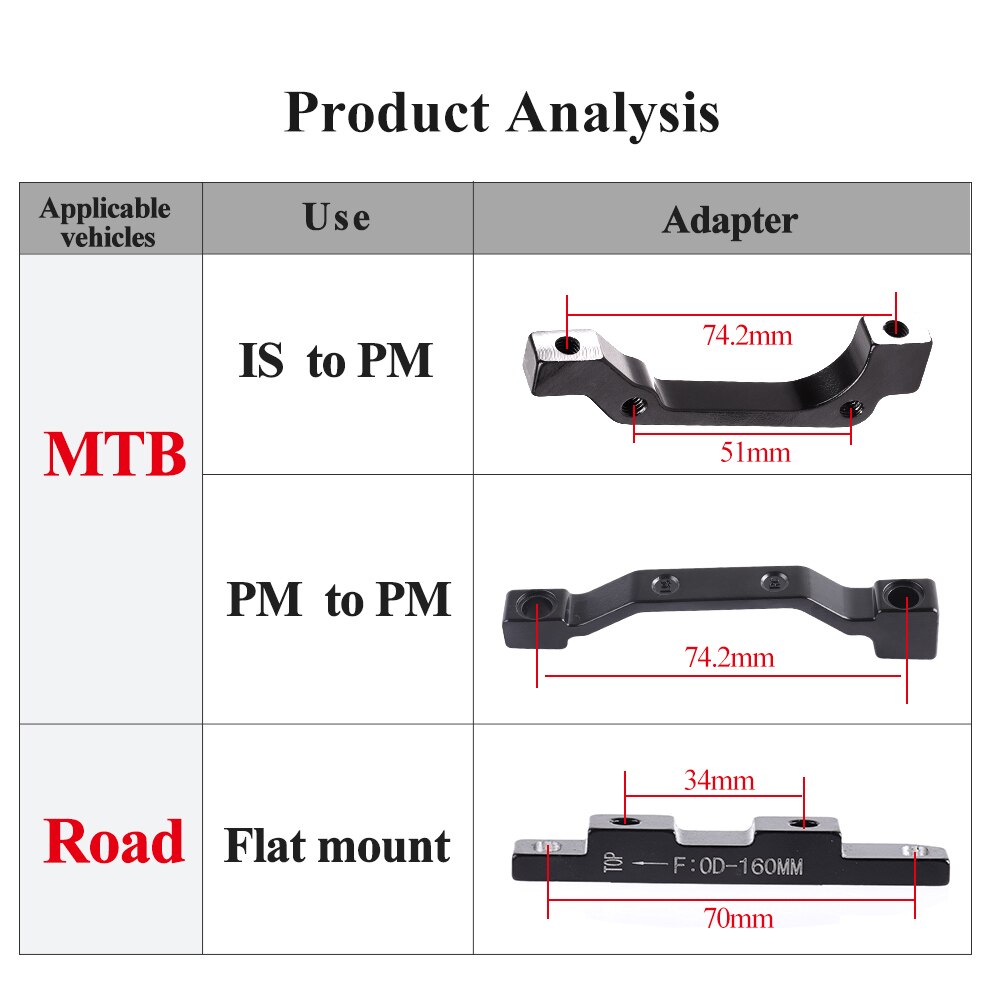 NUTT – adaptateur de frein à disque 140/160/180/203mm, pour montage sur Rotor PM, vis de conversion avant/arrière en alliage pour vtt et vélo