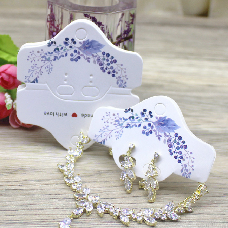 Lote de 50 Uds de horquillas de papel de varios estilos, tarjetas para exhibir joyería, collar, pendiente, colgante, tarjeta, 8x8,5 cm: purpleworld / 50CARD50BAG
