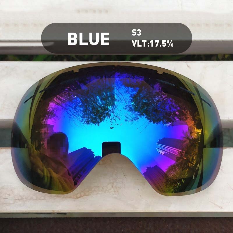 (Lens Only)Ski Goggles Lens For Anti-fog UV400 Big Spherical Ski Glasses Snow Goggles Eyewear Lenses Replacement: L