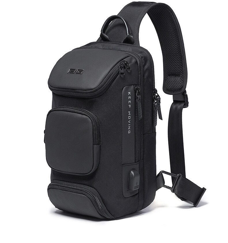 Xiaomi Cross Body Shoulder Sling Bag Waterproof USB Charging Chest Packs Men Sports Outdoor Leisure Crossbody Trip Pack: black