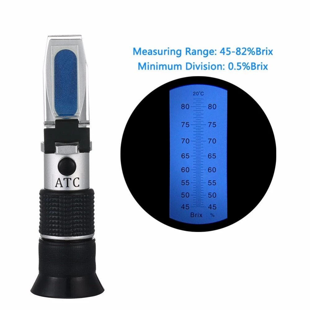 Hand Held Brix Meter Refractometer 45-82% honey sugar refractometer Minimum Division 0.5%Brix ATC Refractometer