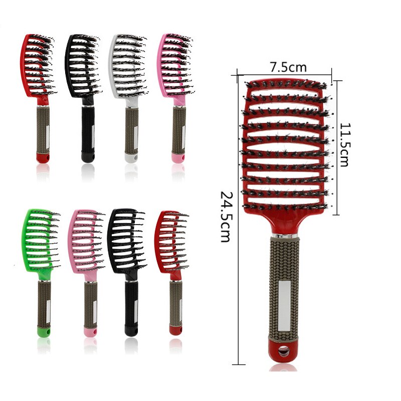 1Pcs Nylon Hair Brush Scalp Massage Comb Wet Curly Hair Care Bristle Anti-static Hairdressing Nylon Comb Wide Tooth Curved Comb