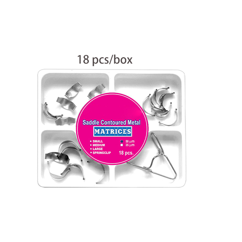 36/18 pcs/box Dental Saddle Contoured Metal Matrices Matrix Universal Kit with Spring Clip Dental material